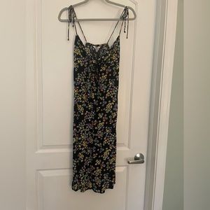 Black floral midi summer dress